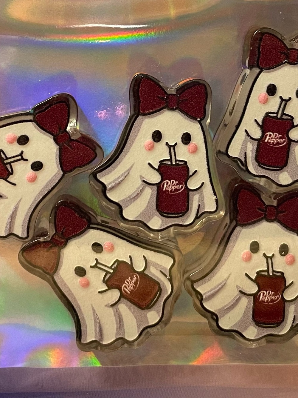 New 5 pack cute ghost with burgundy bow!